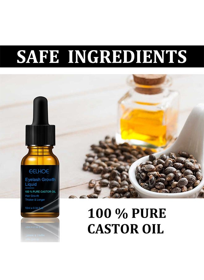 EELHOE - Eyelash Growth Liquid 10ML, 100% Pure Organic Castor Oil Essence, Natural Eyebrows Eyelashes Extensions Enhancer Hair Skin Moisturizer - Image 1