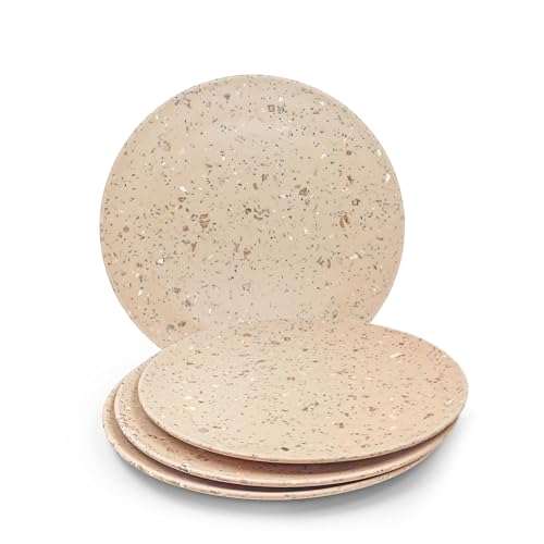 Red Butler Eco-Friendly Bamboo Fiber Plates | Set of 4 Dinner Plates (11-Inch) | Reusable and Stain Resistant | Sturdy Weight and Durable | Microwave & Dishwasher Safe | Elegant Walnut Design - Image 1