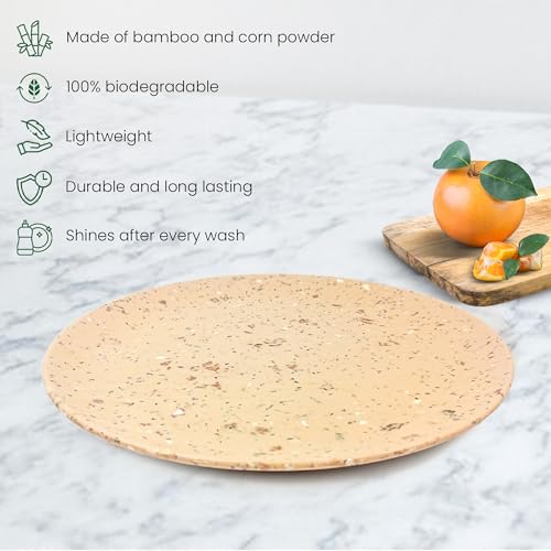Red Butler Eco-Friendly Bamboo Fiber Plates | Set of 4 Dinner Plates (11-Inch) | Reusable and Stain Resistant | Sturdy Weight and Durable | Microwave & Dishwasher Safe | Elegant Walnut Design - Image 2