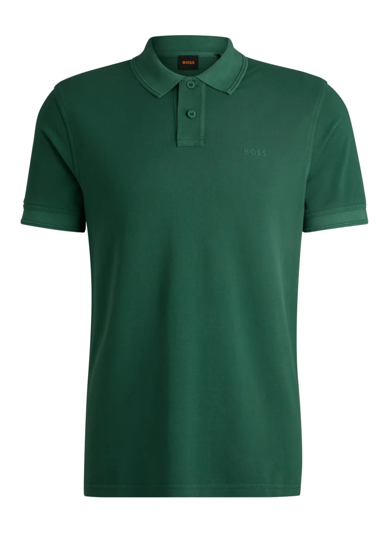 BOSS Cotton-piqué polo shirt with logo print