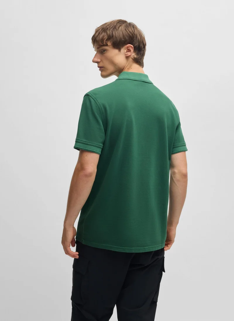 بوس Cotton-piqué polo shirt with logo print