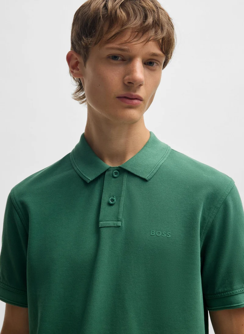 BOSS Cotton-piqué polo shirt with logo print