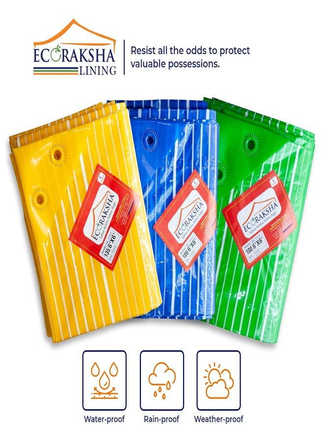 Tandhan Ecoraksha Lining Premium Multilayer Eco-Friendly Tarpaulin Sheet - Waterproof Tirpal Heavy Duty 6 X 4 Ft Poly Tadpatri - Multipurpose 100 Microns Plastic Cover Tharpai, Thadika, Tarp (Yellow) - Image 3