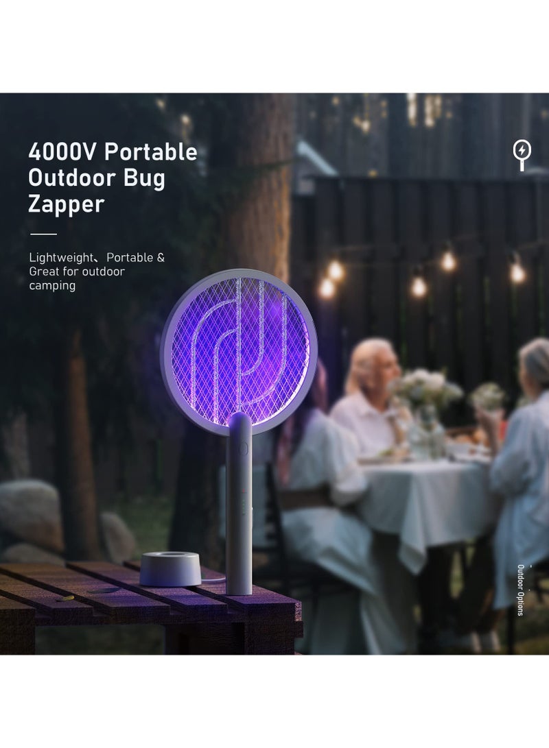 ANYOUI Electric Fly Swatter Racket, 2 in 1 Smart Bug Zapper with USB Rechargeable Base, Powerful Mosquitoes Trap Lamp & Fly Killer with 3-Layer Safety Mesh Safe to Touch for Home, Bedroom, Kitchen - Image 5