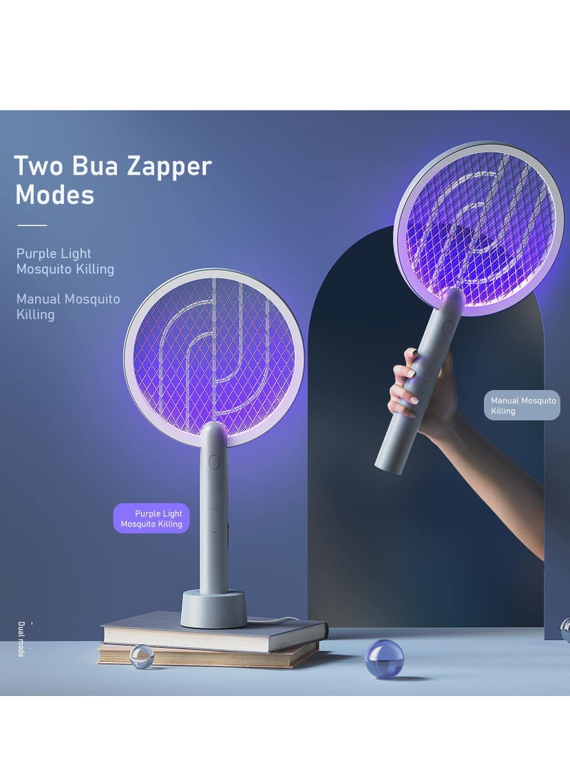 ANYOUI Electric Fly Swatter Racket, 2 in 1 Smart Bug Zapper with USB Rechargeable Base, Powerful Mosquitoes Trap Lamp & Fly Killer with 3-Layer Safety Mesh Safe to Touch for Home, Bedroom, Kitchen - Image 3