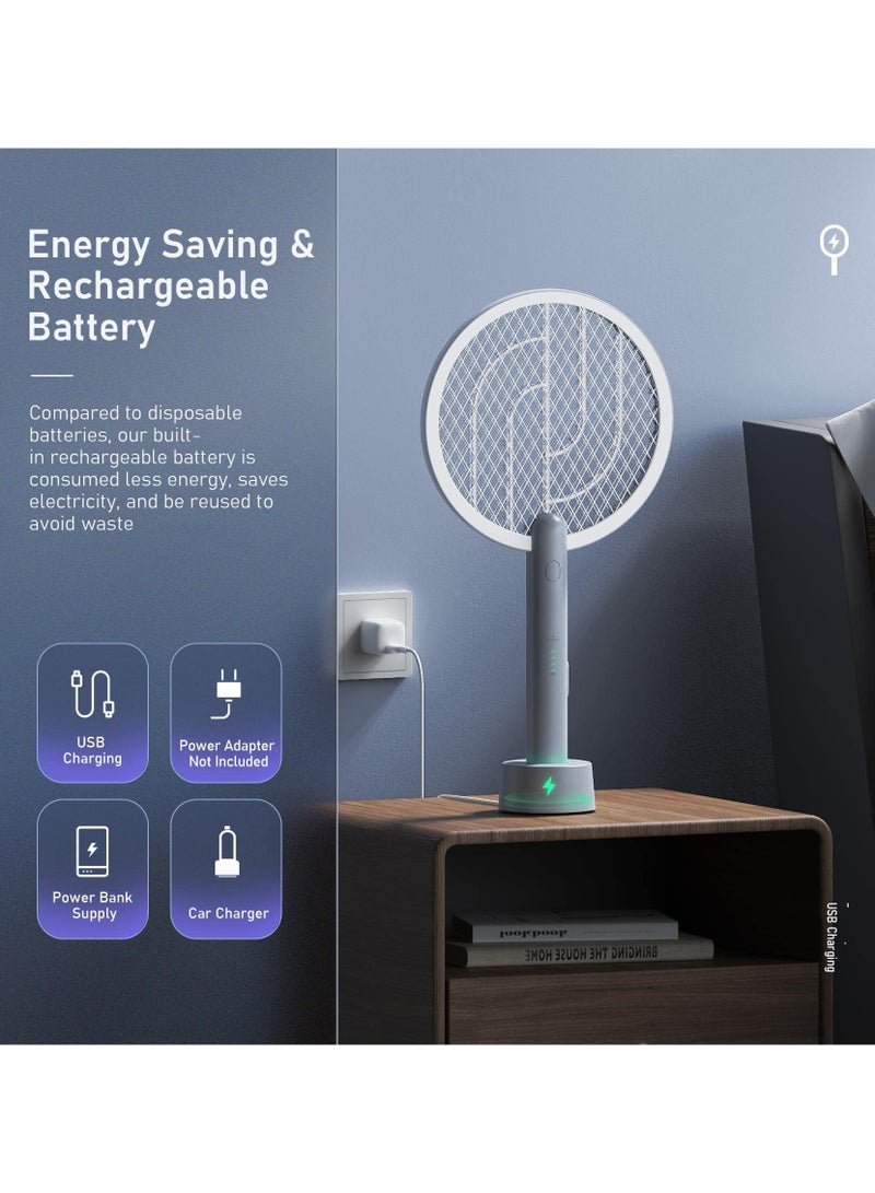 ANYOUI Electric Fly Swatter Racket, 2 in 1 Smart Bug Zapper with USB Rechargeable Base, Powerful Mosquitoes Trap Lamp & Fly Killer with 3-Layer Safety Mesh Safe to Touch for Home, Bedroom, Kitchen - Image 4