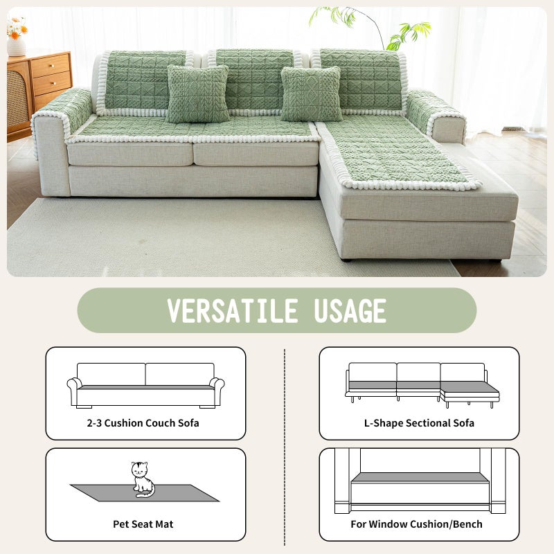 MDSASFD Sofa Pad, Plush Couch Cover Washable for Pet, Non-Slip Warm Couchs Cover, Funny Fuzzy Pet Couch Covers for Sofa, Sofa Slipcovers Furniture Covers for L Shaped(Green, 27.6"x 59") - Image 4