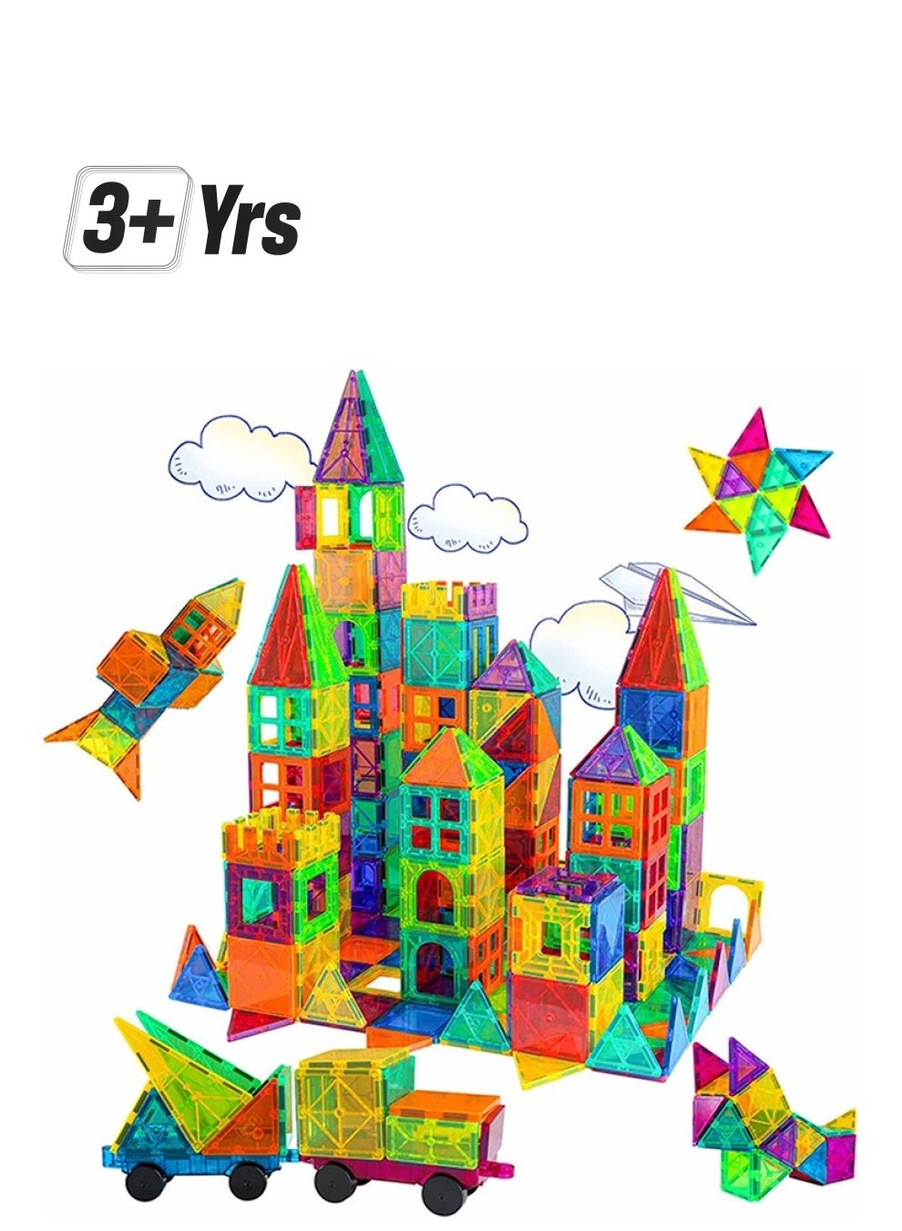 Magnetic Building Blocks, 100 Piece Set Magnetic Tiles, 3D Toddler Educational Magnetic Stacking Blocks, Toddler Kids Toys for Toddlers, Boys and Girls 3 4 5 6 7 8 9+ Year Old