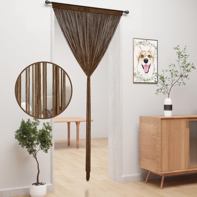 YIIBAII Door String Curtains Fringe Door Curtains for Doorways Window Room Decoration Living Room Divider(39"x110", Coffee) - Image 2