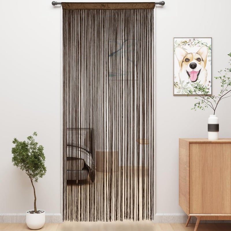 YIIBAII Door String Curtains Fringe Door Curtains for Doorways Window Room Decoration Living Room Divider(39"x110", Coffee) - Image 1