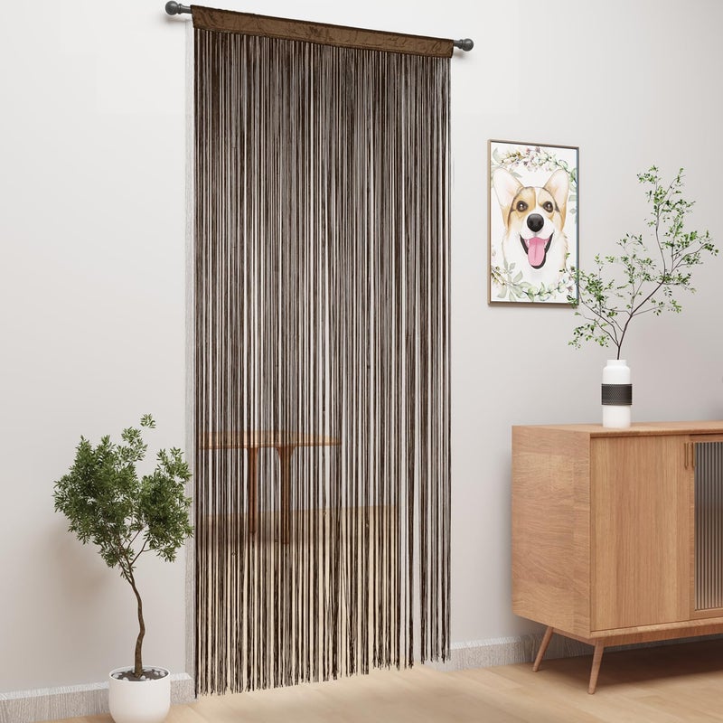 YIIBAII Door String Curtains Fringe Door Curtains for Doorways Window Room Decoration Living Room Divider(39"x110", Coffee) - Image 3