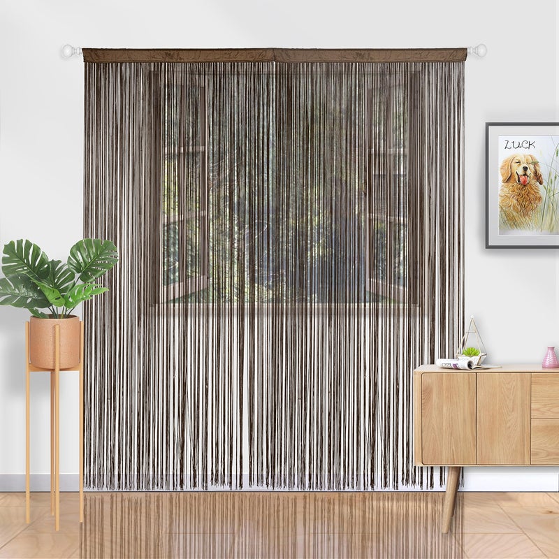 YIIBAII Door String Curtains Fringe Door Curtains for Doorways Window Room Decoration Living Room Divider(39"x110", Coffee) - Image 4