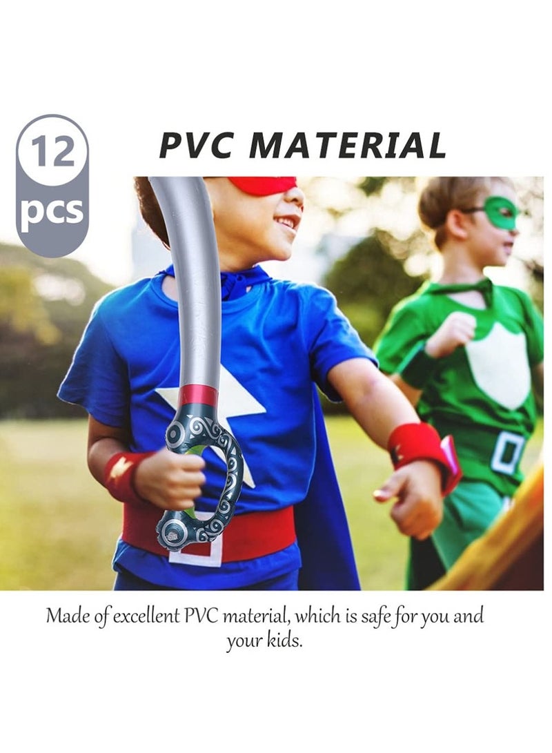 Excefore سيف قراصنة قابل للنفخ، 12 قطعة لعبة قابلة للنفخ، مستلزمات حفلات، حفل سباحة صيفي، لعبة مائية، مستلزمات عيد الهالوين، دمى تنكرية لحفلات الملابس التنكرية - Image 4