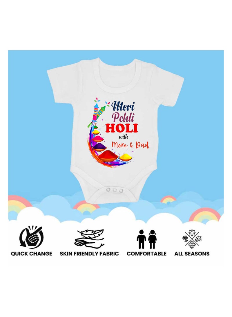 برينت شوب فور مي رومبير للأطفال من Holi Festival بأكمام قصيرة|نسيج قطني|بذلة للأولاد والبنات - ملابس ناعمة ومسامية للاحتفالات الاحتفالية|خفيفة الوزن - Image 5