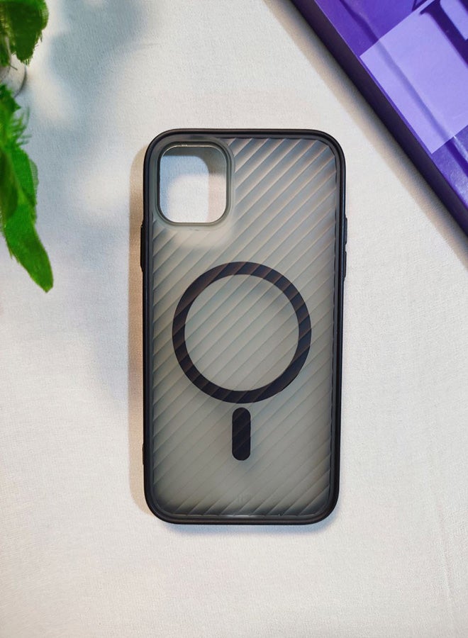 Magnetic Back Case For Iphone 11, Matte Wave Design, Compatible With MagSafe And Wireless Charger, Slim Hard Cover, Shockproof, Scratch Resistant, Fingerprint Resistant, With Premium Rubberized Frame, Camera Lens Protection, Compatible With Iphone 11 - Black - Image 3