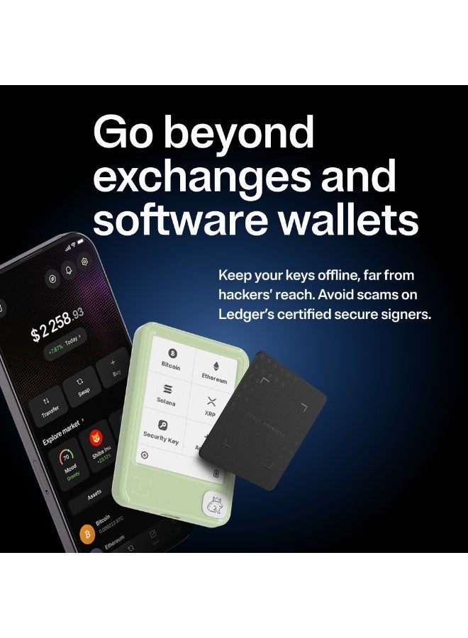 Ledger Nano Gen5 with Recovery Key | Secure Hardware Wallet with 2.8" Touchscreen | Easy Backup & Recovery | Bluetooth & USB-C, Andorid & iOS | Protect Your Crypto & NFTs Anywhere - Matcha Green - Image 2