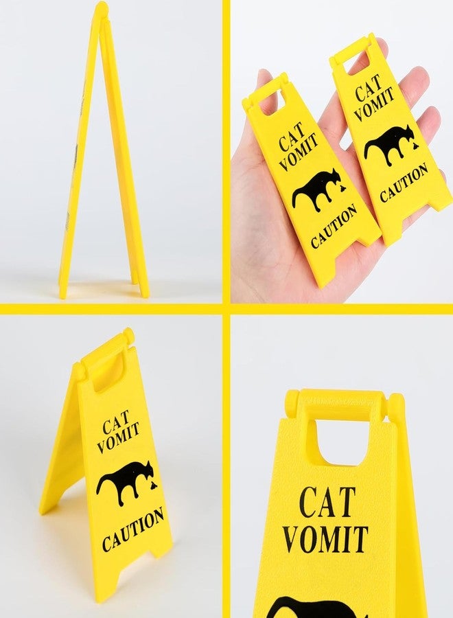 Zeptrix Dog and Cat Vomit Caution Sign 3Pcs Cat Vomit Sign 5 Inches Cats Vomits Warning Signs Desk Decorations Funny Novelty Cats Signs Best Gifts for Cat Lovers and Pet Enthusiasts(Yellow-C) - Image 4
