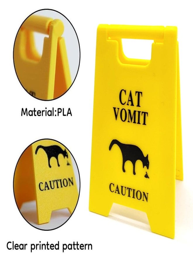 Zeptrix Dog and Cat Vomit Caution Sign 3Pcs Cat Vomit Sign 5 Inches Cats Vomits Warning Signs Desk Decorations Funny Novelty Cats Signs Best Gifts for Cat Lovers and Pet Enthusiasts(Yellow-C) - Image 3