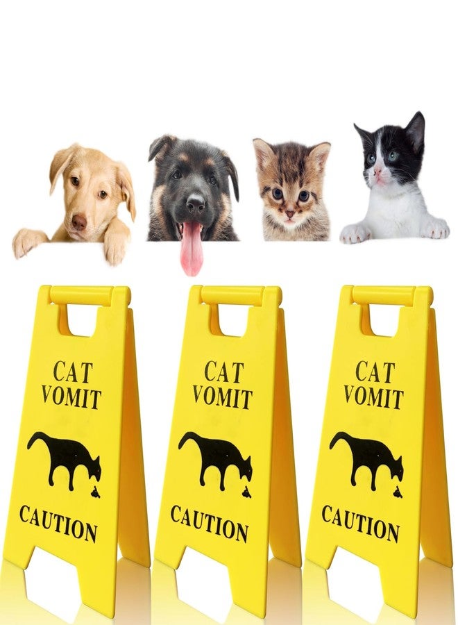Zeptrix Dog and Cat Vomit Caution Sign 3Pcs Cat Vomit Sign 5 Inches Cats Vomits Warning Signs Desk Decorations Funny Novelty Cats Signs Best Gifts for Cat Lovers and Pet Enthusiasts(Yellow-C) - Image 1