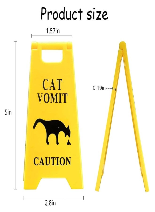 Zeptrix Dog and Cat Vomit Caution Sign 3Pcs Cat Vomit Sign 5 Inches Cats Vomits Warning Signs Desk Decorations Funny Novelty Cats Signs Best Gifts for Cat Lovers and Pet Enthusiasts(Yellow-C) - Image 2