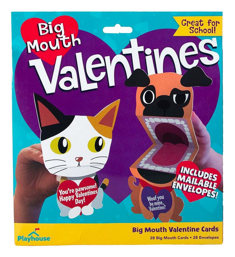 Playhouse Big Mouth Puppet Pets 28 Card Super Valentine Exchange Pack for Kids - Image 1