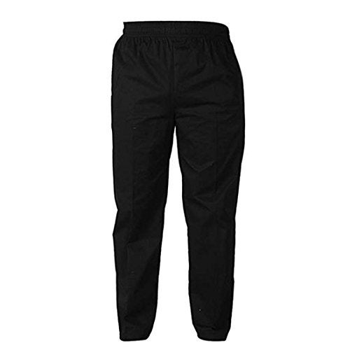 Levoberg Chef Pants Men Elastic Waist Baggy Kitchen Pants Uniforms for Restaurant Hotel Black 2XL - Image 1
