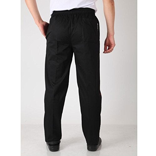 Levoberg Chef Pants Men Elastic Waist Baggy Kitchen Pants Uniforms for Restaurant Hotel Black 2XL - Image 3