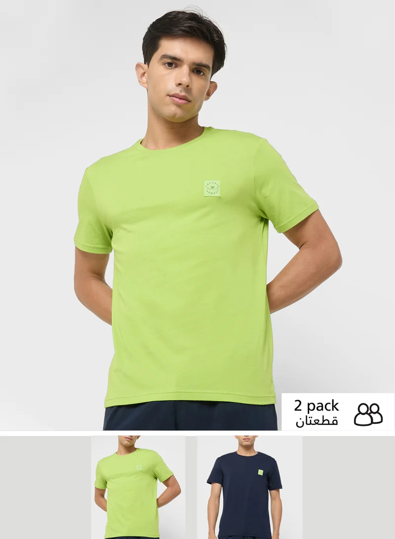 امبوريو ارماني 2 Pack Of Logo Crew Neck T-Shirt