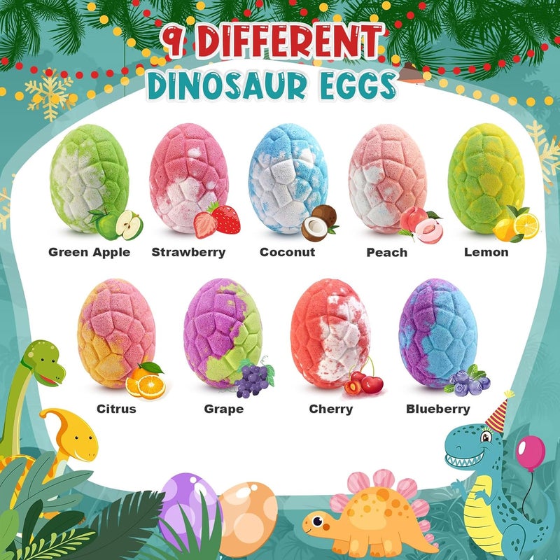 Qivatex Bath Bombs for Kids with Dinosaur Toys Inside, 9 Pack Natural Organic Dinosaur Bath Bombs Bubble Bath Gift Set, Fathers Day Birthday Gifts for Kids - Image 5
