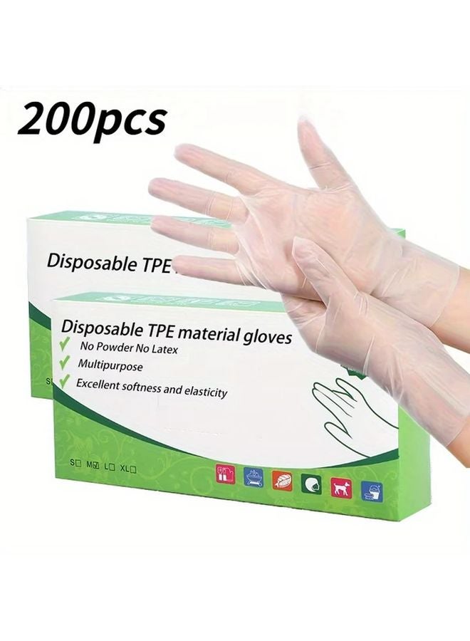 200pcs Disposable TPE Gloves Size S Powder Free Latex Free for Kitchen Bathroom Cleaning - Image 2