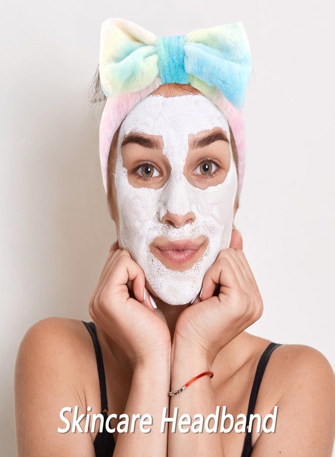 VELSCRUN Spa Headband, Makeup Face Wash Skincare Headbands, 6 Pcs Light Colorful Sponge Bow Tie Get Ready HairBand Facial Wristband Set, Stuff for Teen Girls Women Trendy Fashion Hair Accessories - Image 4