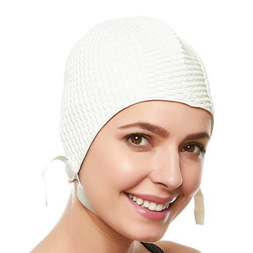 BEEMO Swim Cap Women Chin Strap Swimming Caps- White - Image 1