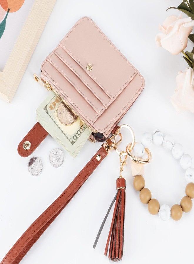 Airkit Keychain Wallet with Bracelet RFID Blocking Wristlet Credit Purse Card Holder, Silicone Bead Tassel Key Ring for Women - Image 3