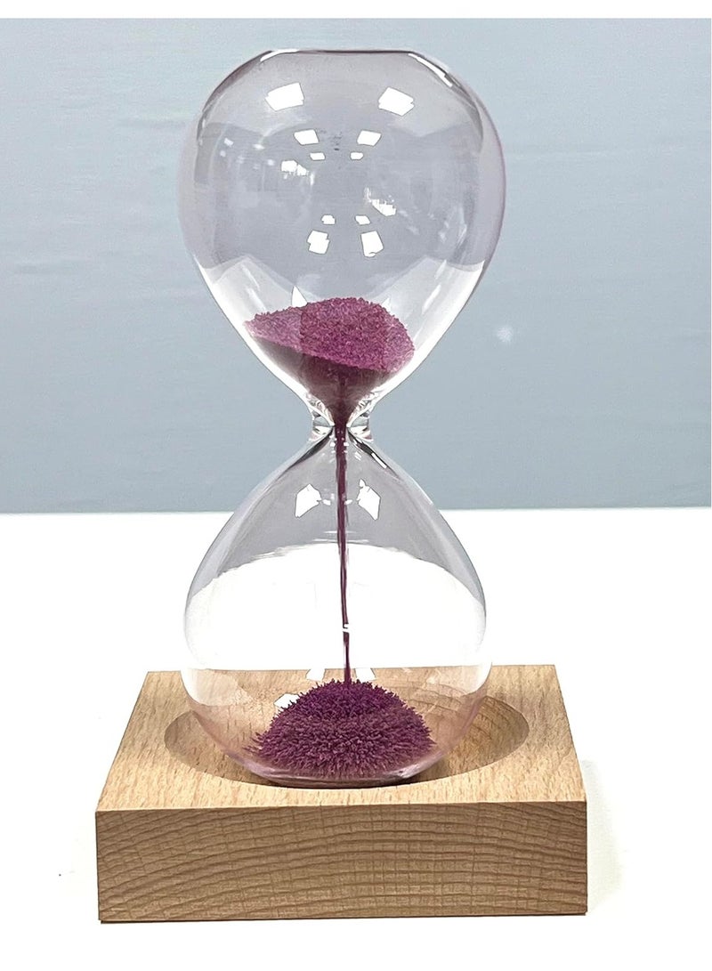 Rubik ساعة رملية، ساعة رملية مغناطيسية مع قاعدة خشبية لتزيين المنزل وإكسسوارات المكتب (مغنتا) - Image 1
