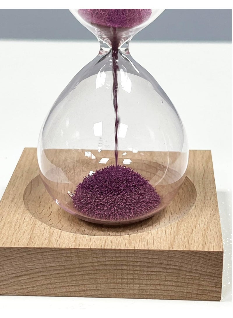 Rubik ساعة رملية، ساعة رملية مغناطيسية مع قاعدة خشبية لتزيين المنزل وإكسسوارات المكتب (مغنتا) - Image 2