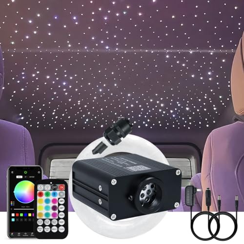 AKEPO 16W Small Size Twinkle Fiber Optic Lights Kit, Mixed 460pcs 9.8ft/3m Optical Fiber APP Music Activated RGBW Car Starlight Headliner/Home - Image 1