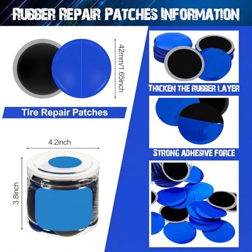 Tallew 300 Pcs Heavy Duty Tire Patches Radial Patch Round Fast Repair Cold Tyre Puncture Repair Kit for Car Truck Motorcycle Automobile Bike Inner Tire 42 mm - Image 3