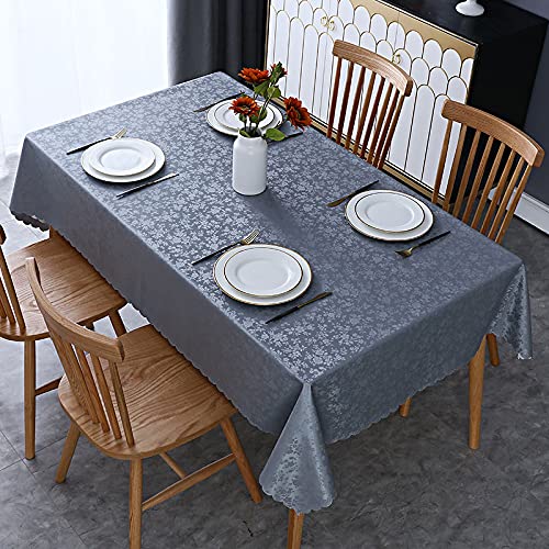 Jeloris Waterproof Vinyl Tablecloth  Rectangle Heavy Plastic Tablecloth  Wipeable Spillproof Oil-Proof Vinyl Table Cover for Kitchen Dining Room (Grey  52"" x 70"") - Image 2