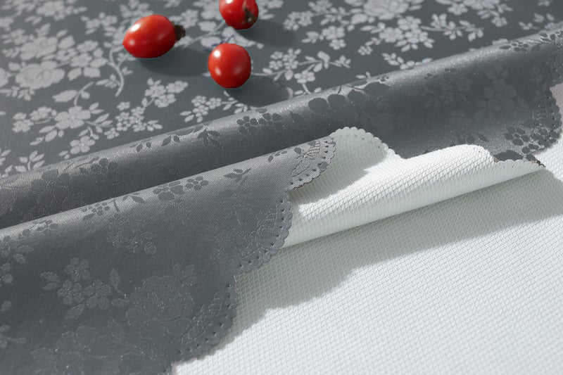 Jeloris Waterproof Vinyl Tablecloth  Rectangle Heavy Plastic Tablecloth  Wipeable Spillproof Oil-Proof Vinyl Table Cover for Kitchen Dining Room (Grey  52"" x 70"") - Image 3