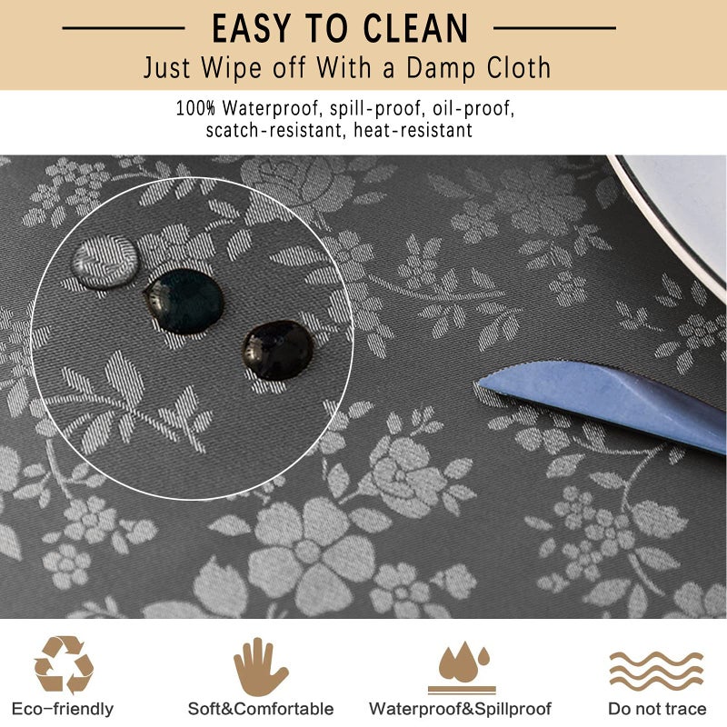 Jeloris Waterproof Vinyl Tablecloth  Rectangle Heavy Plastic Tablecloth  Wipeable Spillproof Oil-Proof Vinyl Table Cover for Kitchen Dining Room (Grey  52"" x 70"") - Image 4