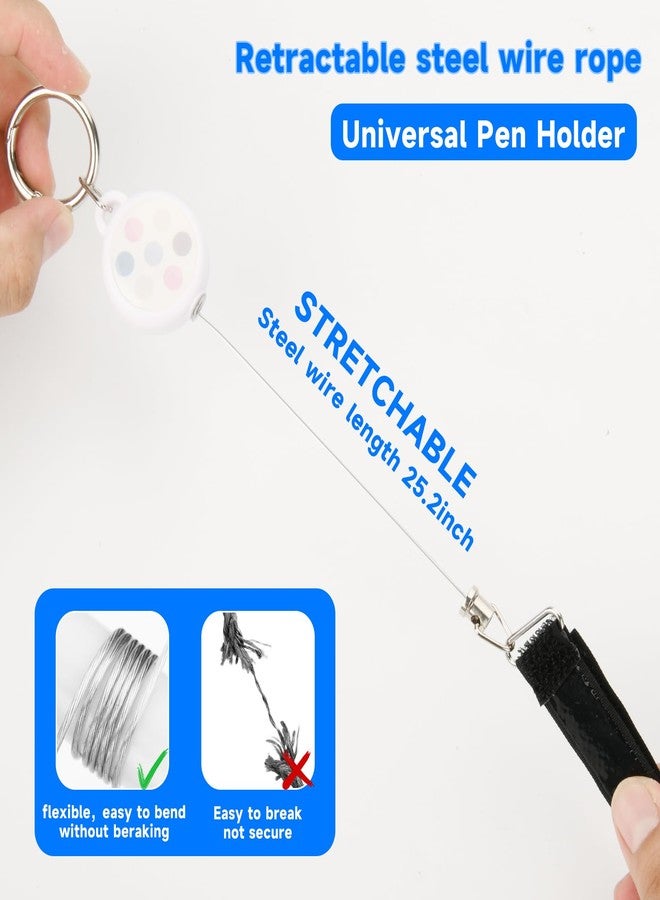 Homakover 4 Pack Retractable Portable Pen Holder Keychain, Adjustable Hook and Loop Pen Clip for Nurses, Teachers, Mechanics (White) - Image 5