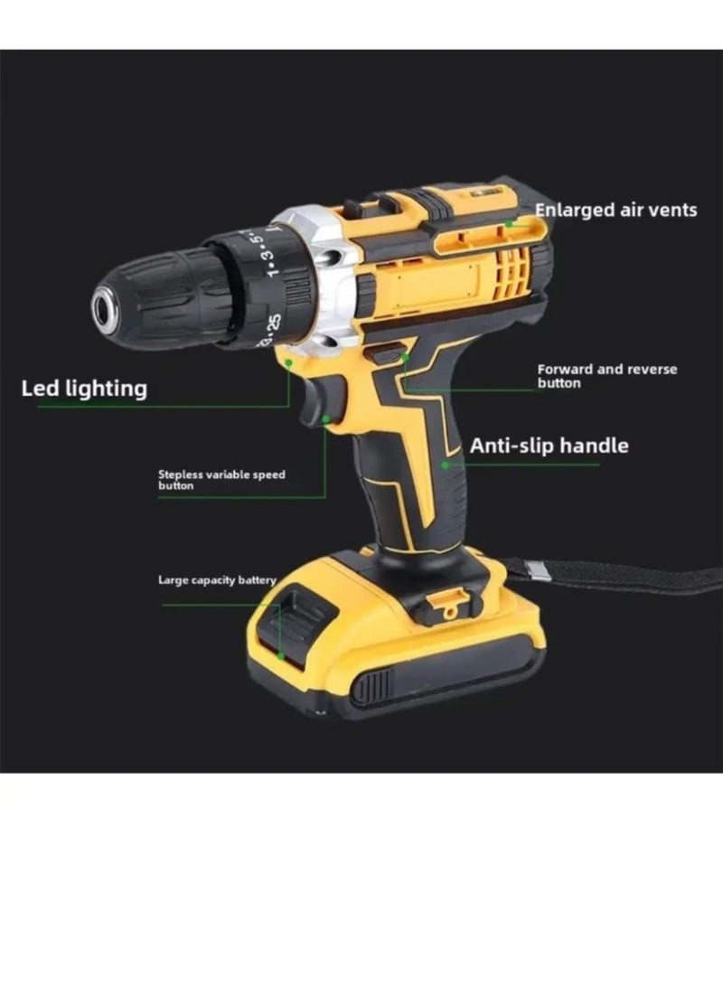 Dinex 21V Cordless Electric Drill with Two Speed ​​Brush Motor, 18 Adjustable Torque Gears, and Adjustable Hole Drilling Machine - Image 2