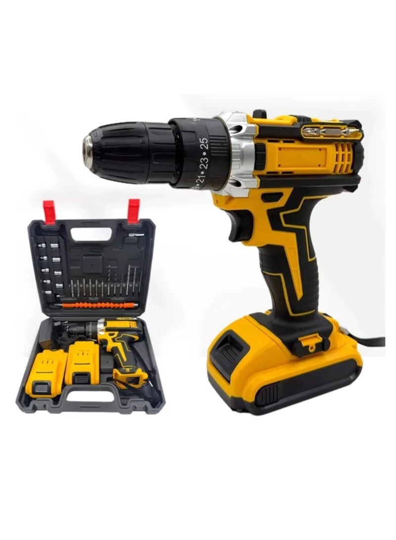 Dinex 21V Cordless Electric Drill with Two Speed ​​Brush Motor, 18 Adjustable Torque Gears, and Adjustable Hole Drilling Machine - Image 1