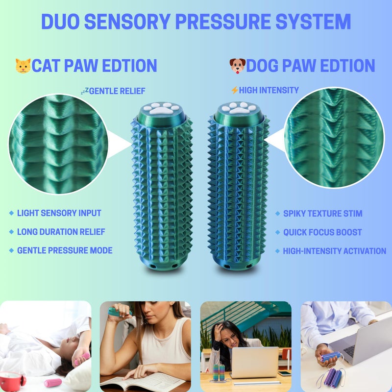 Galapopo 2PCS Little Ouchies Fidget with Cat Dog Paw Button, Sensory Pain Stim Fidget Toys for Adults & Teens, Anxiety and Stress Relief Items, Spiky Grippy Stim Tool, Portable ADHD Autism Fidget Clicker - Image 4