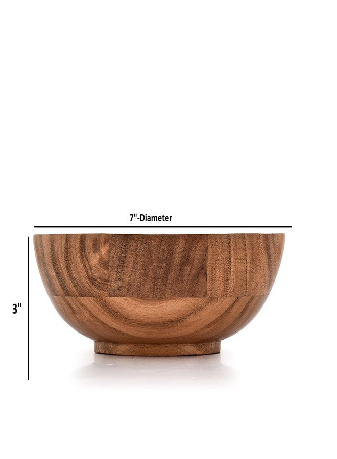 Kaizen Casa KAIZEN Fruit Bowl Acacia Wood Serving Wooden Bowls For Décor Decorative Bowl for Veggies, Fruits Handmade Wooden Serving Bowl (7" X 7" X 3") - Image 5