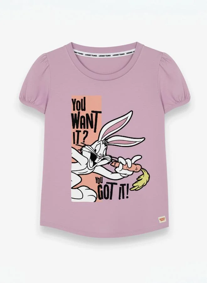 Looney Tunes Graphic Print Round Neck Fashion T-shirt