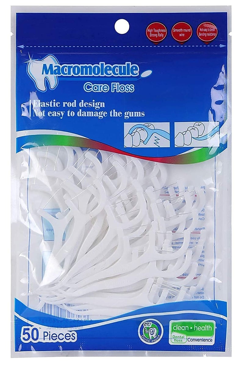 ZELKEY 3 in 1 Tooth Cleaning Dental Floss Toothpicks Plastic Set for Clean Teeth Fresh Breath and Healthy Gums, (WHITE) (50 COUNT) (PACK 1) - Image 1
