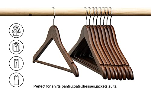 WHISKET - Lotus Premium Wooden Hangers- Vintage Style, Smooth Finish, Non-Slip Pant Bar, 360° Swivel Hook – for Closet Organization, Shirts, Coats, Jackets, and Dresses. (Walnut) [Pack of 80] - Image 4