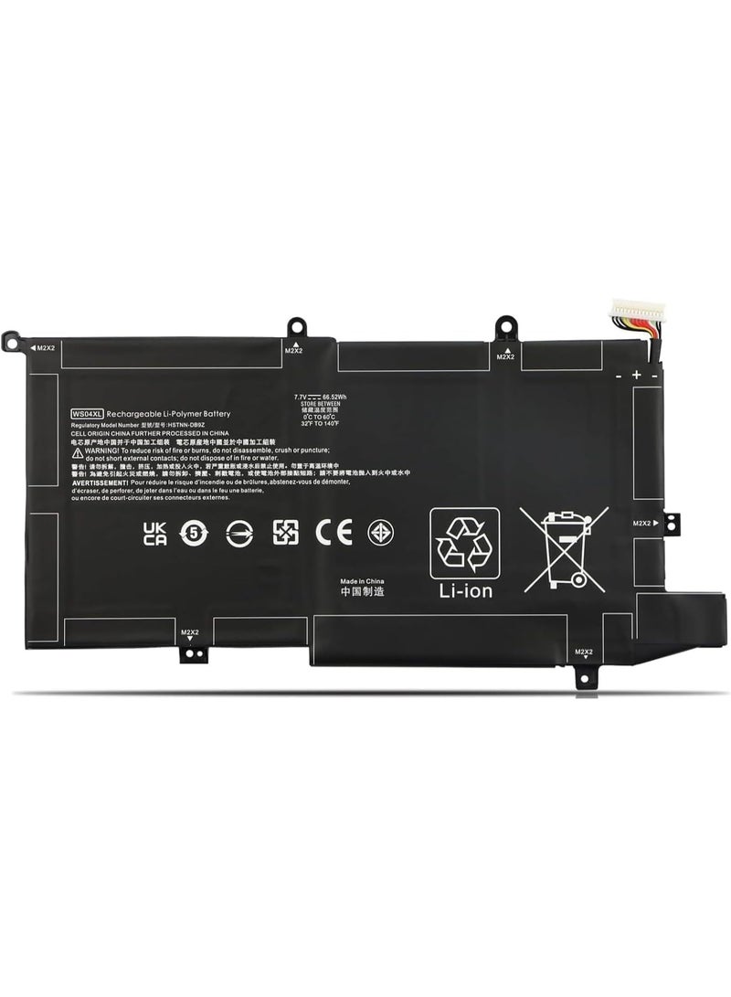 7.7V 66.52Wh WS04XL Battery Compatible for HP Spectre X360 14-EA 14T-EA00 14-EA0510la 14-EA0007NA 14-EA0023DX 14-ea0378ng Pavilion Gaming 15-EC1025LA L97352-2D1 L97357-005 WS04066XL Series - Image 1