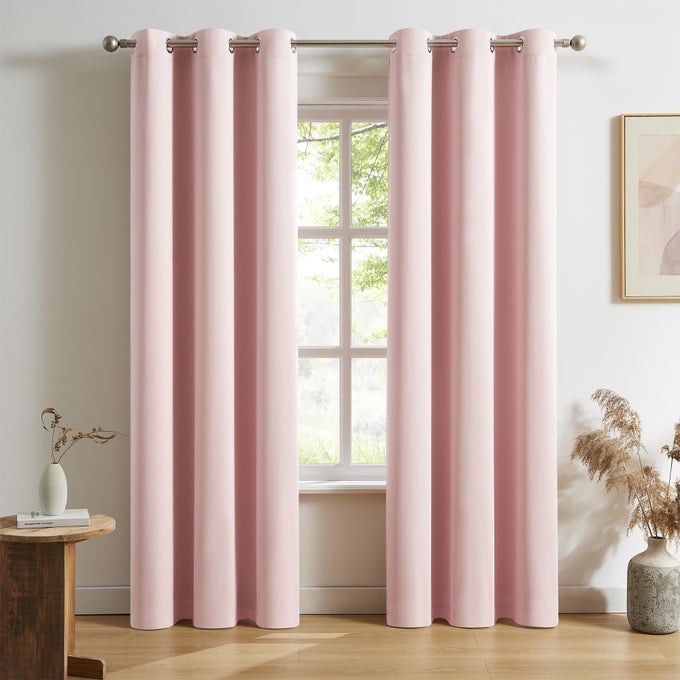 BABY PINK CURTAINS BLACKOUT 90 INCH LENGTH BLACK OUT DRAPERY ROOM DARKENING CURTAIN FOR NURSERY THERMAL INSULATED GROMMET PANEL PAIR 34 X 90 INCHES LONG 2 PANELS